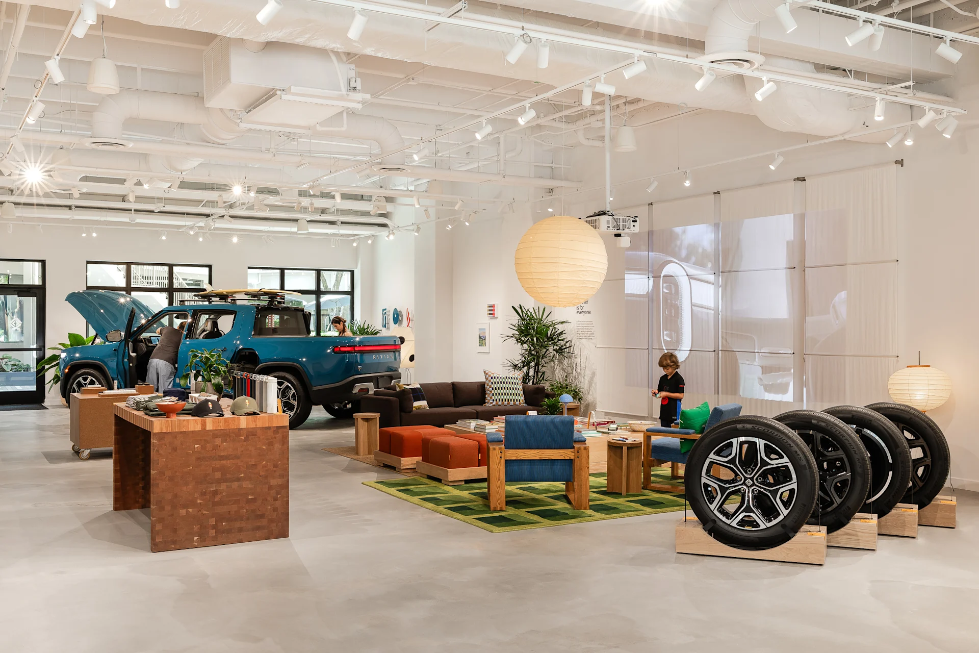 Inside of the Miami Brickell Rivian Space