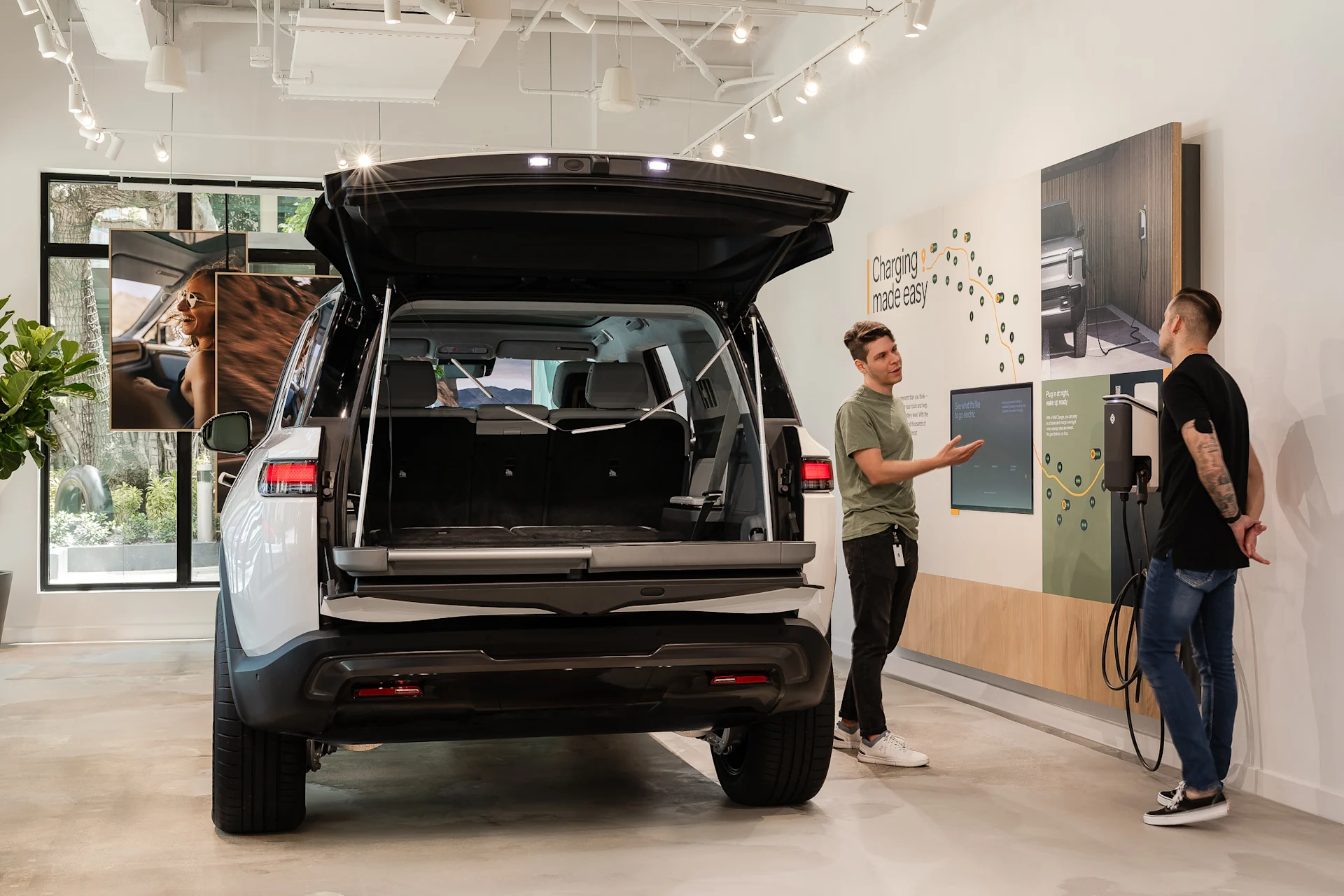 Rivian white electric SUV R1S