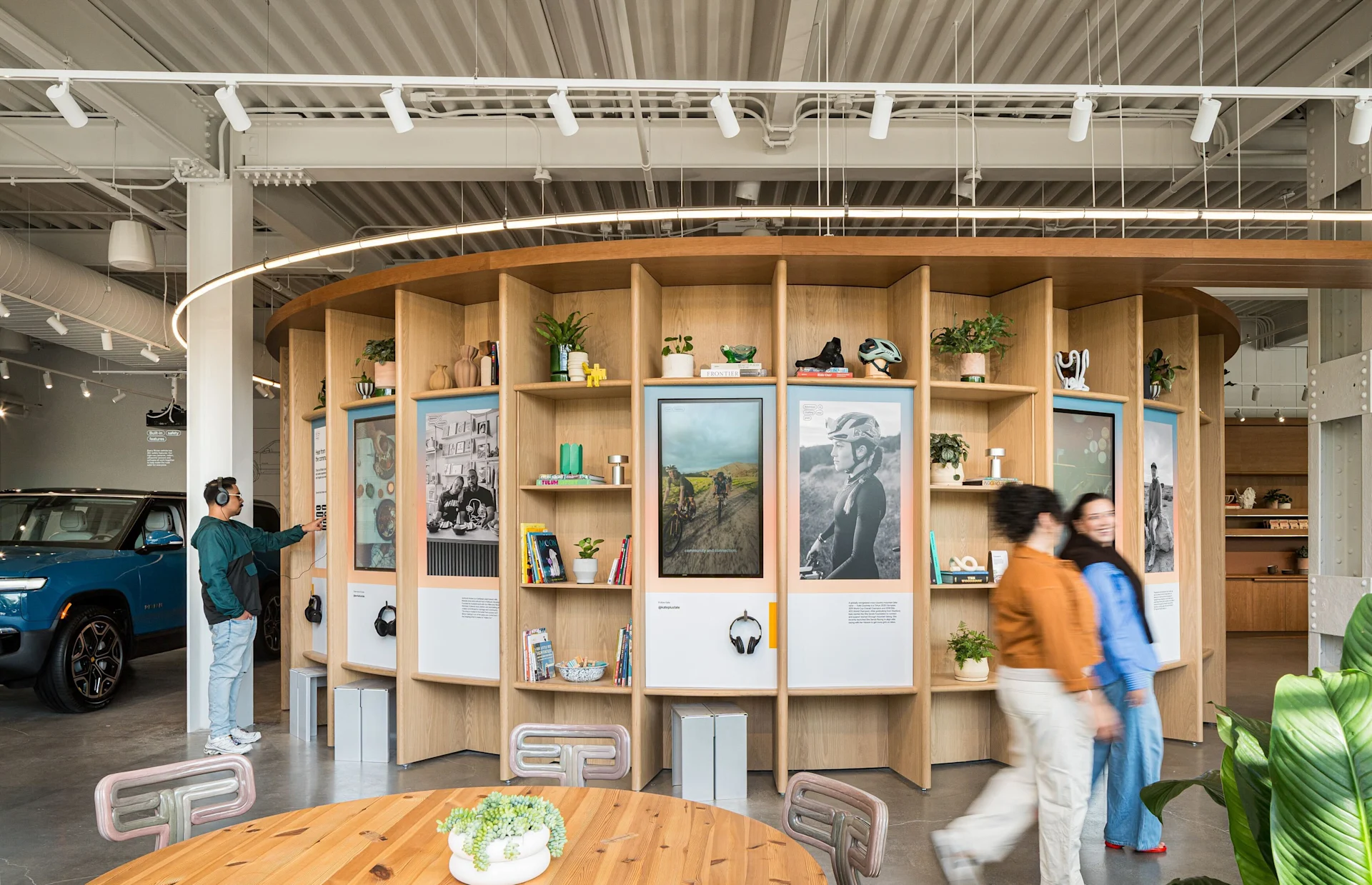 Interactive exhibits in the Meatpacking District Rivian space
