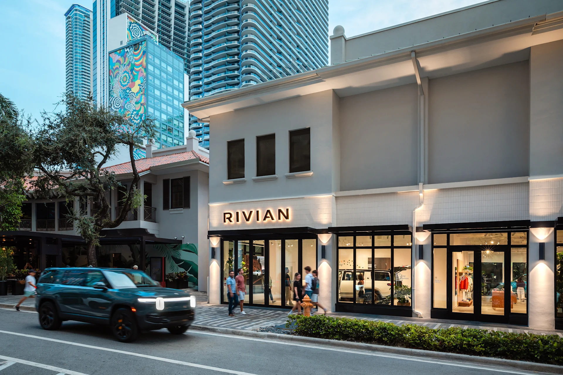 Exterior of the Rivian Miami Brickell Space