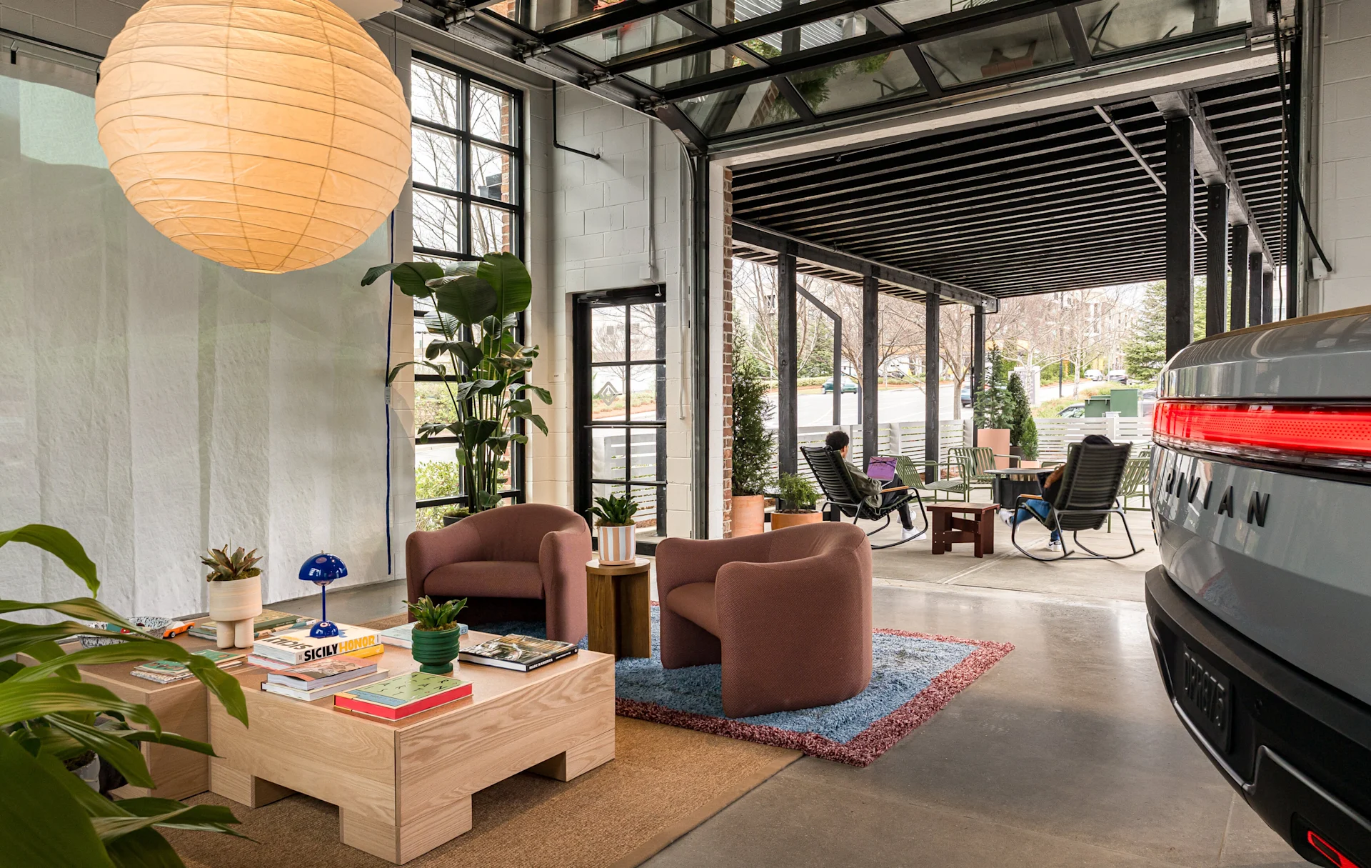 Alpharetta Rivian Space interior and outdoor space