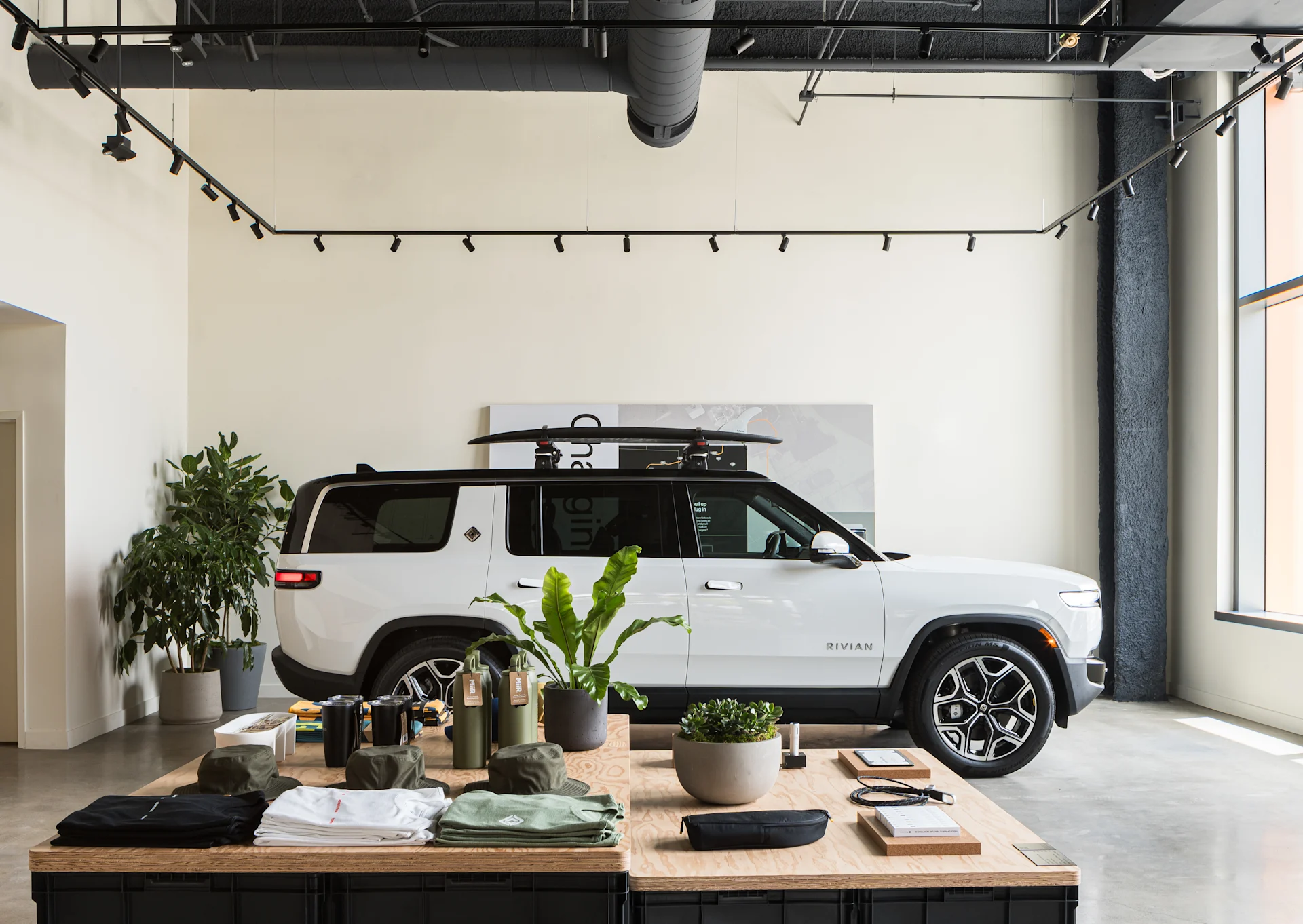 Rivian white electric SUV R1S
