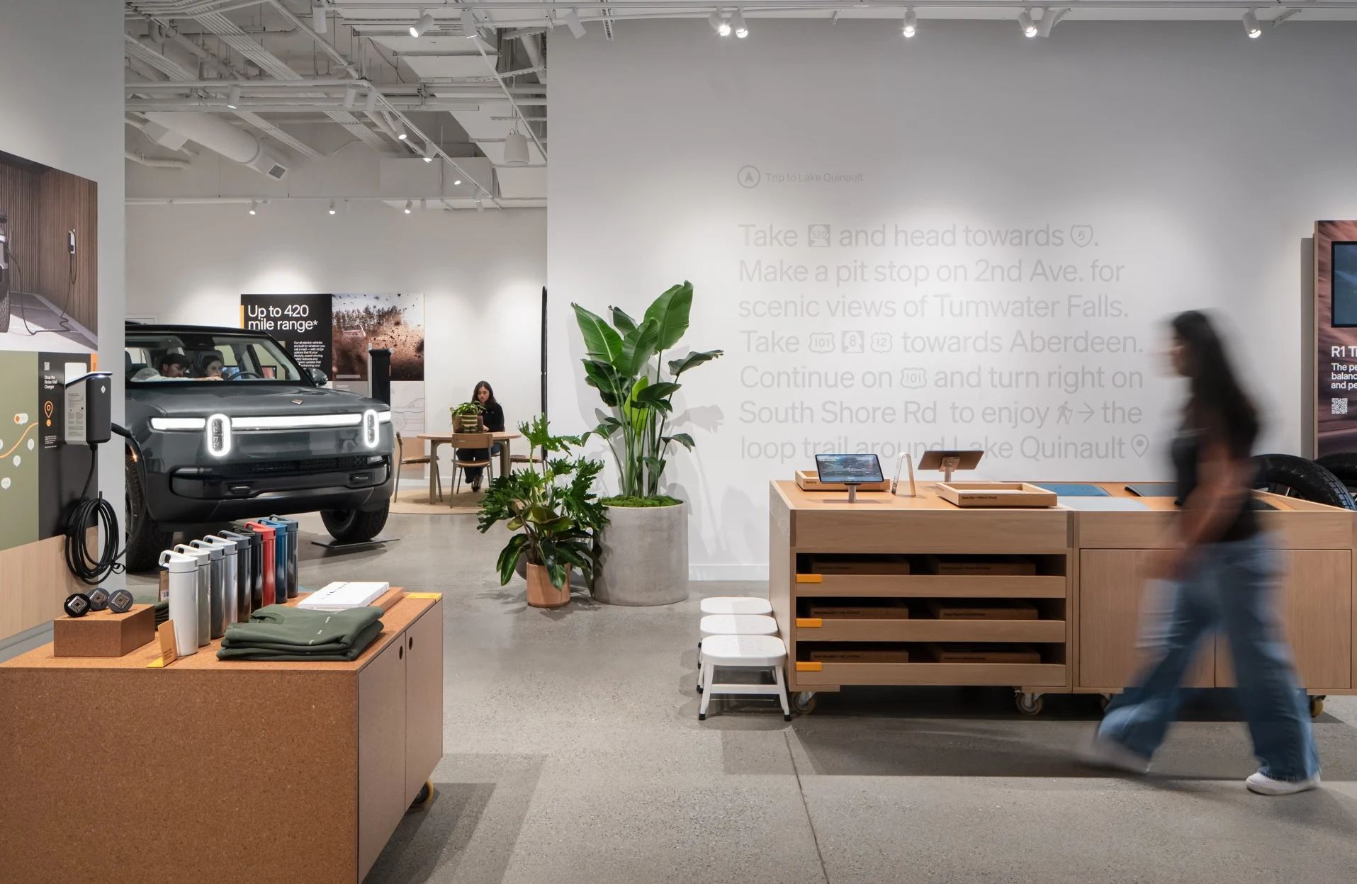 Gear shop inside in the Seattle, WA Rivian space