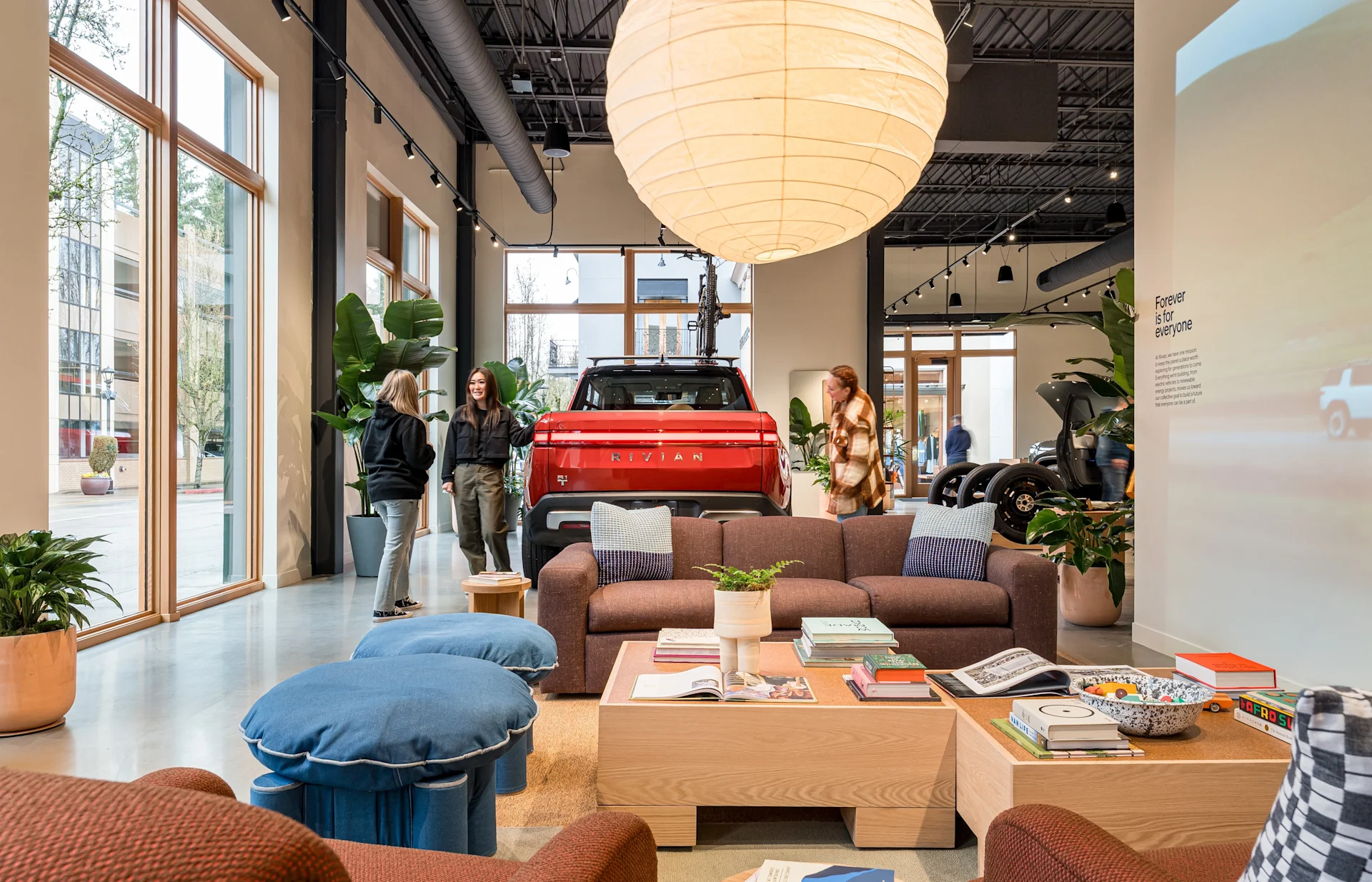 Lounge area in the Rivian Tigard, OR space 