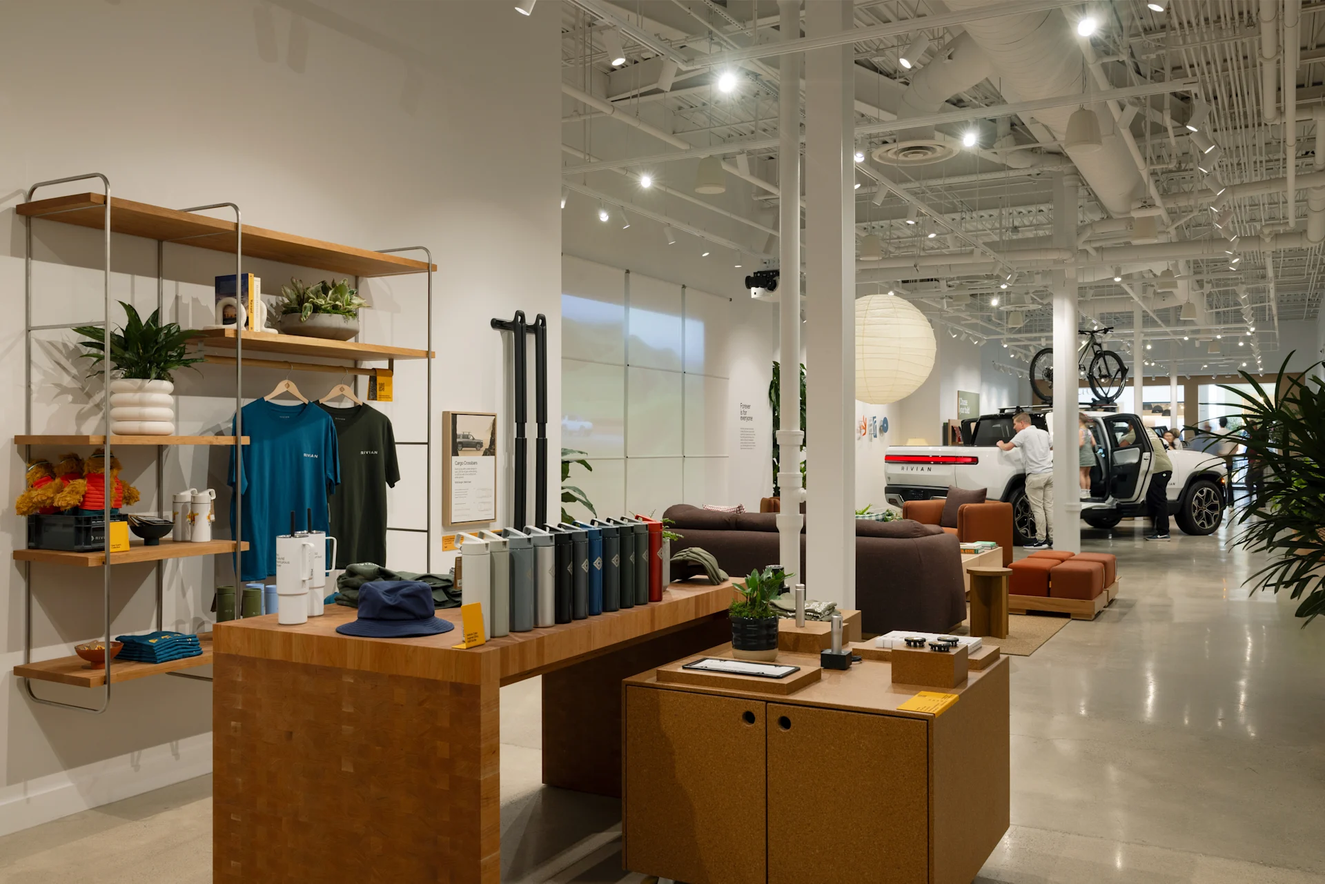 Gear shop inside in the McLean, VA Rivian space