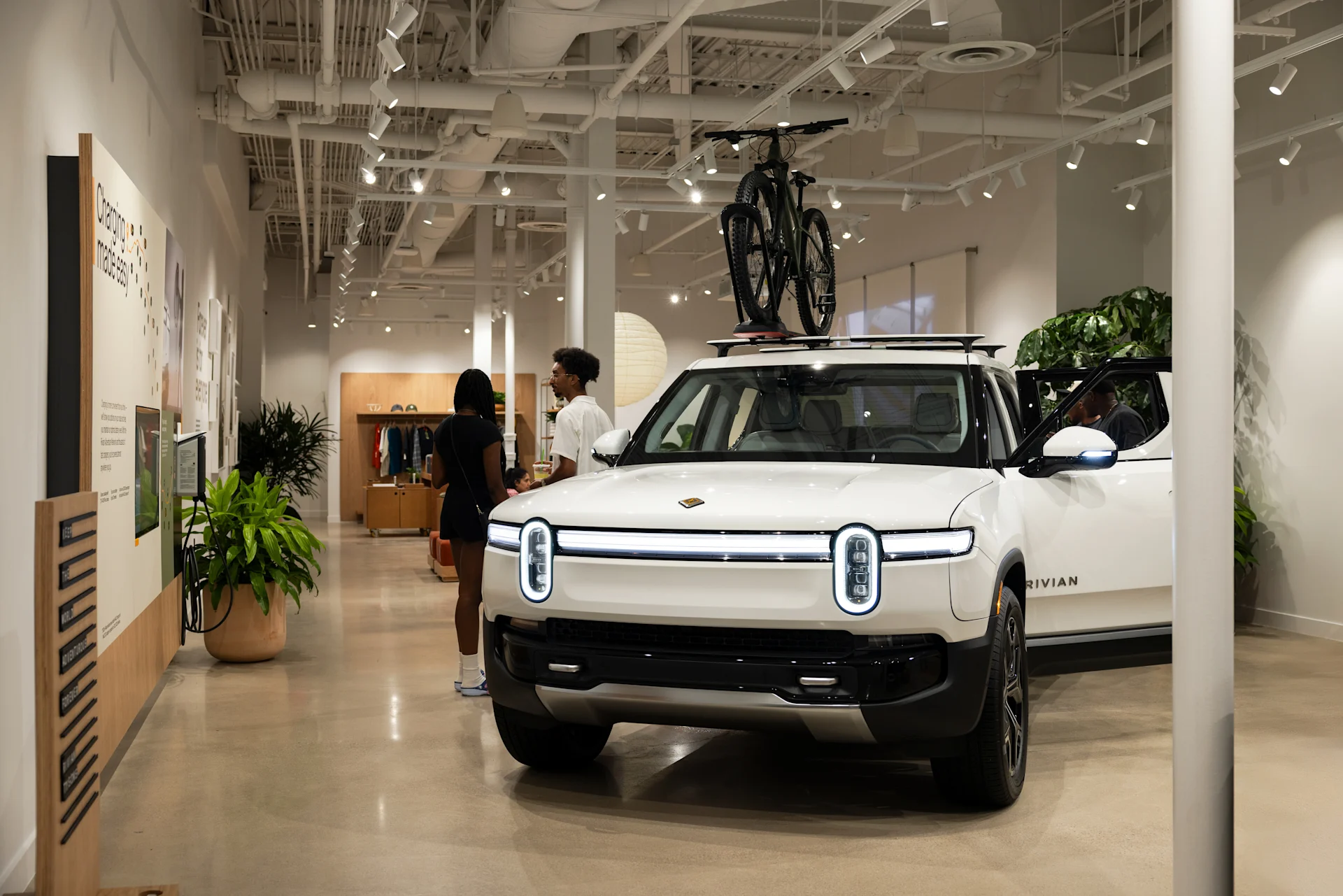 Rivian white electric SUV R1S