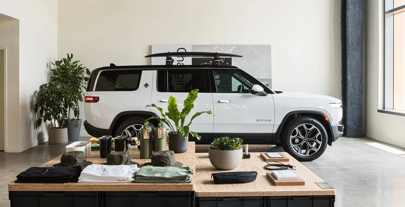 Rivian white electric SUV R1S