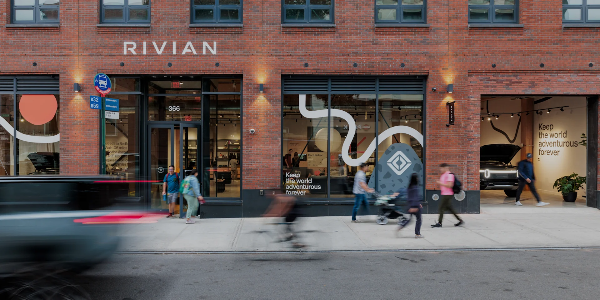 Outside Rivian Brooklyn space