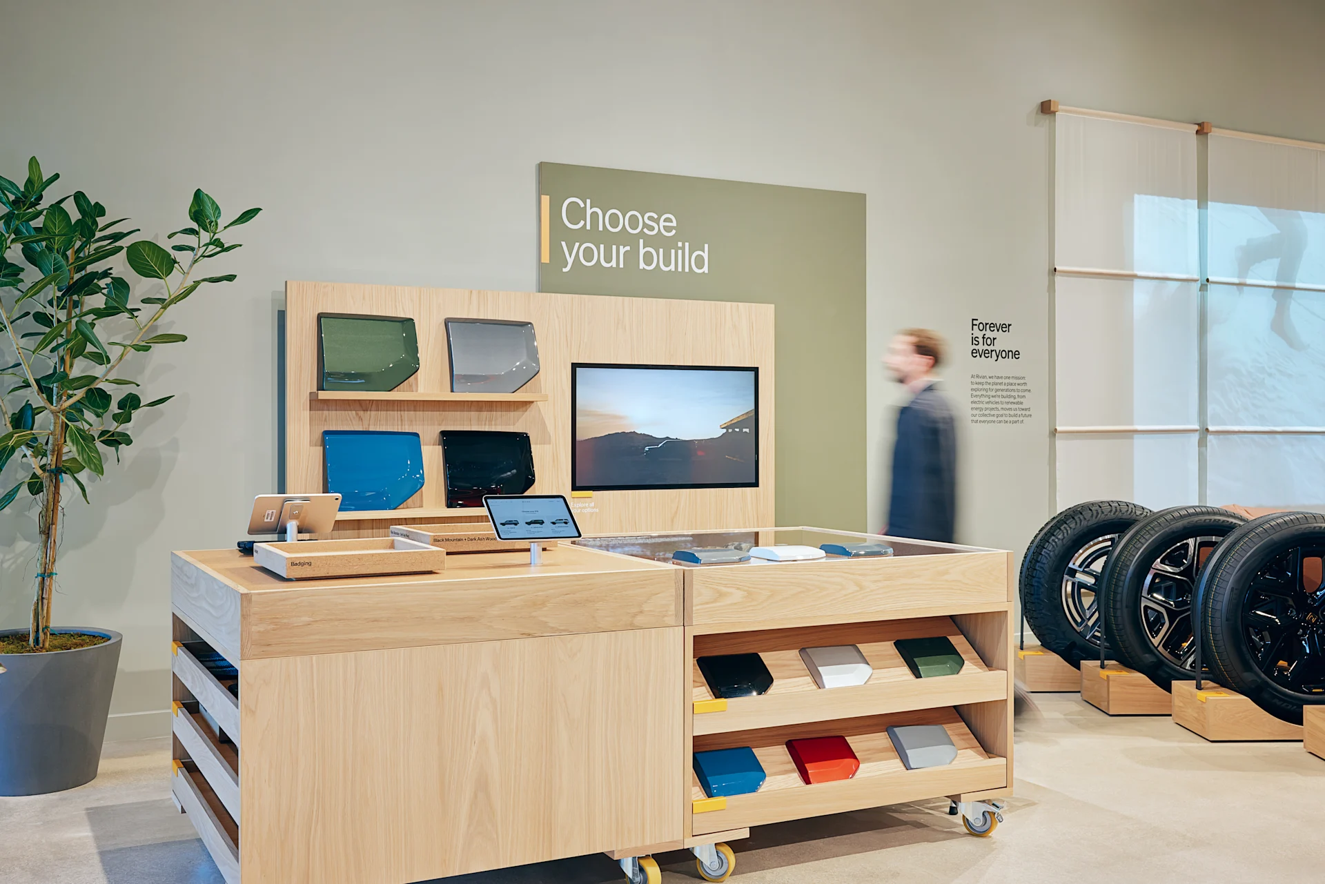 Swaying between Forest Green and Rivian Blue? See all our materials and colors in person.