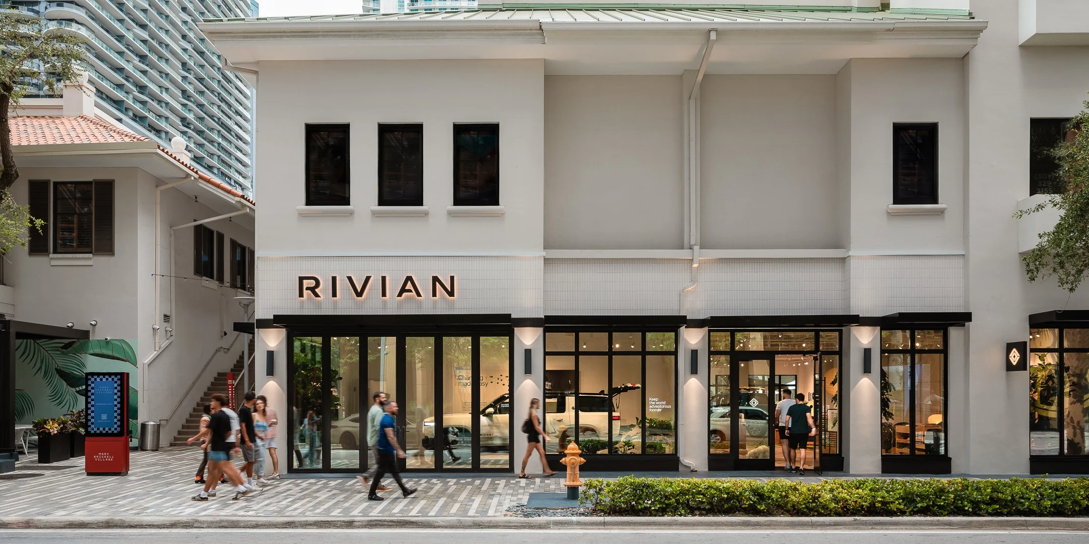 Exterior of the Rivian Miami Brickell Space