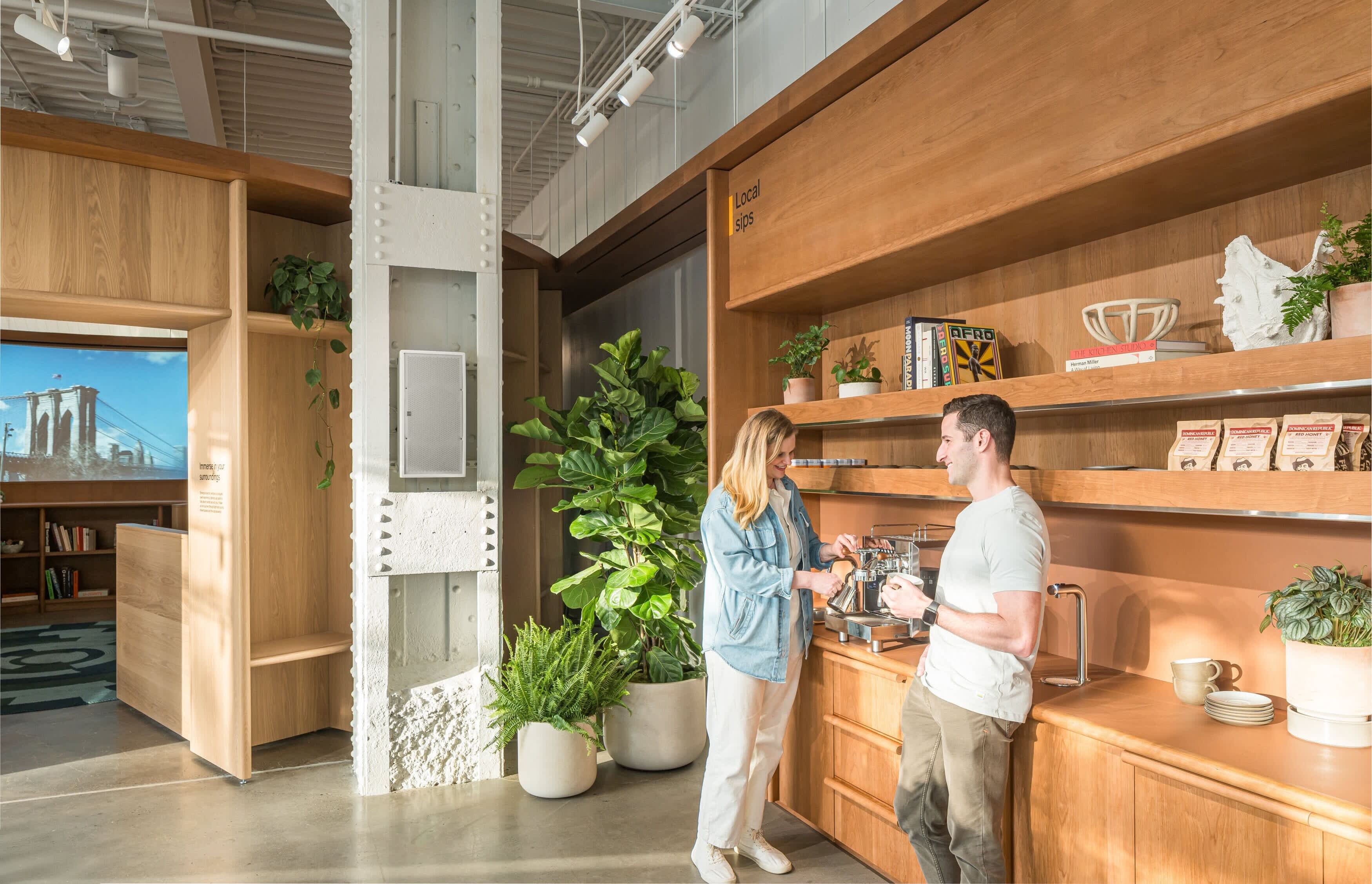 New York, NY Rivian Meatpacking space coffee area
