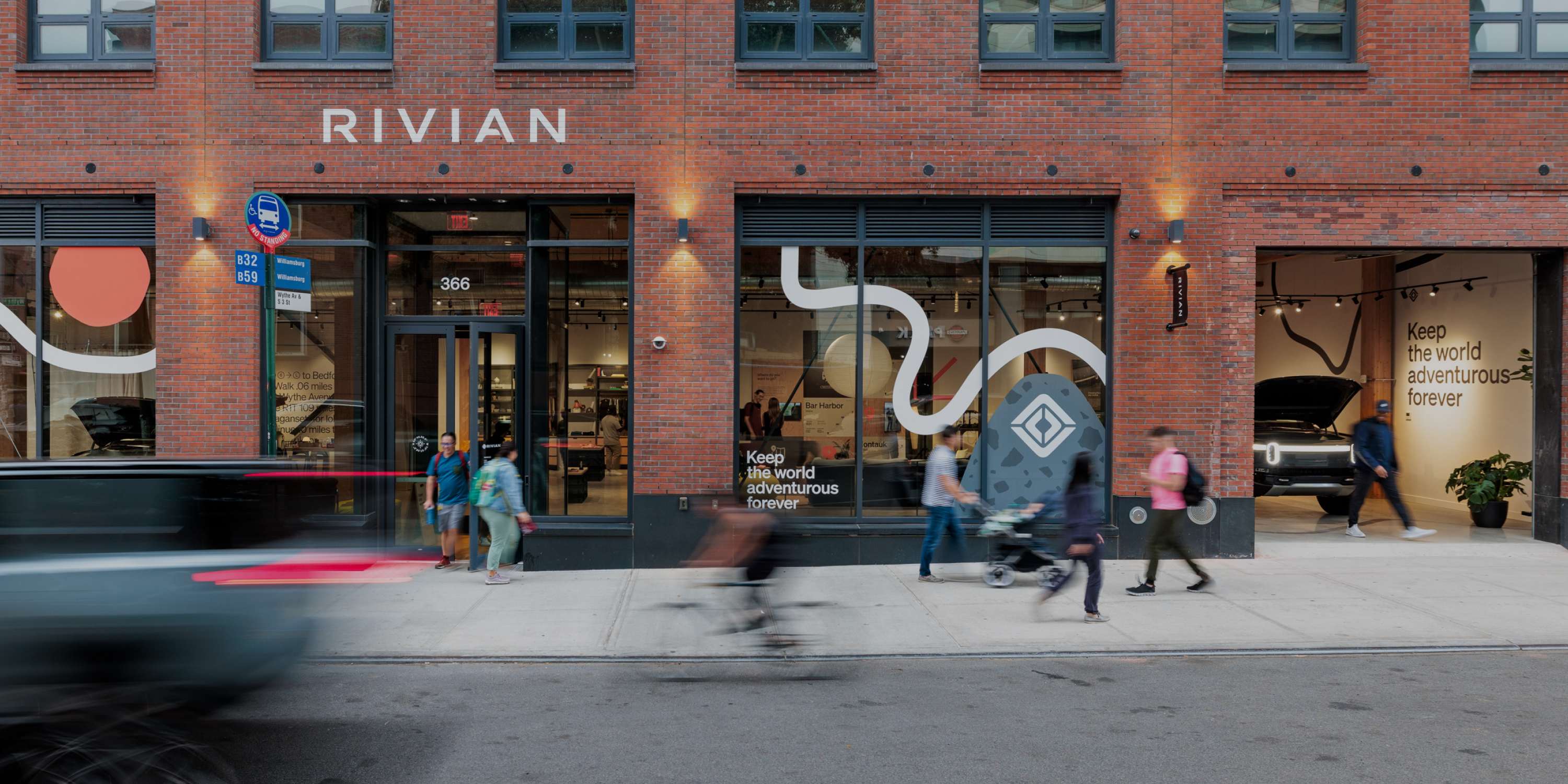 Outside Rivian Brooklyn space