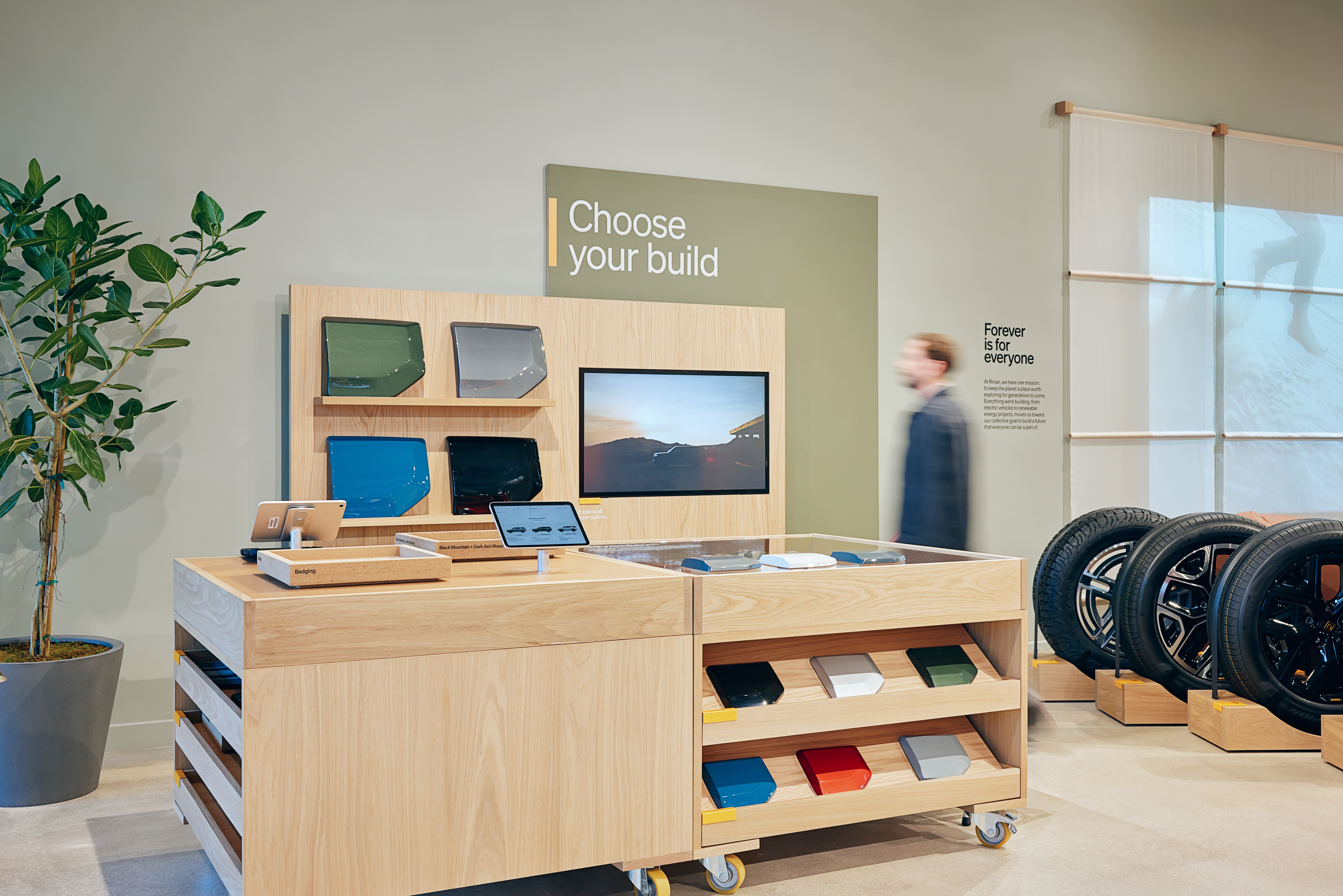 Swaying between Forest Green and Rivian Blue? See all our materials and colors in person.