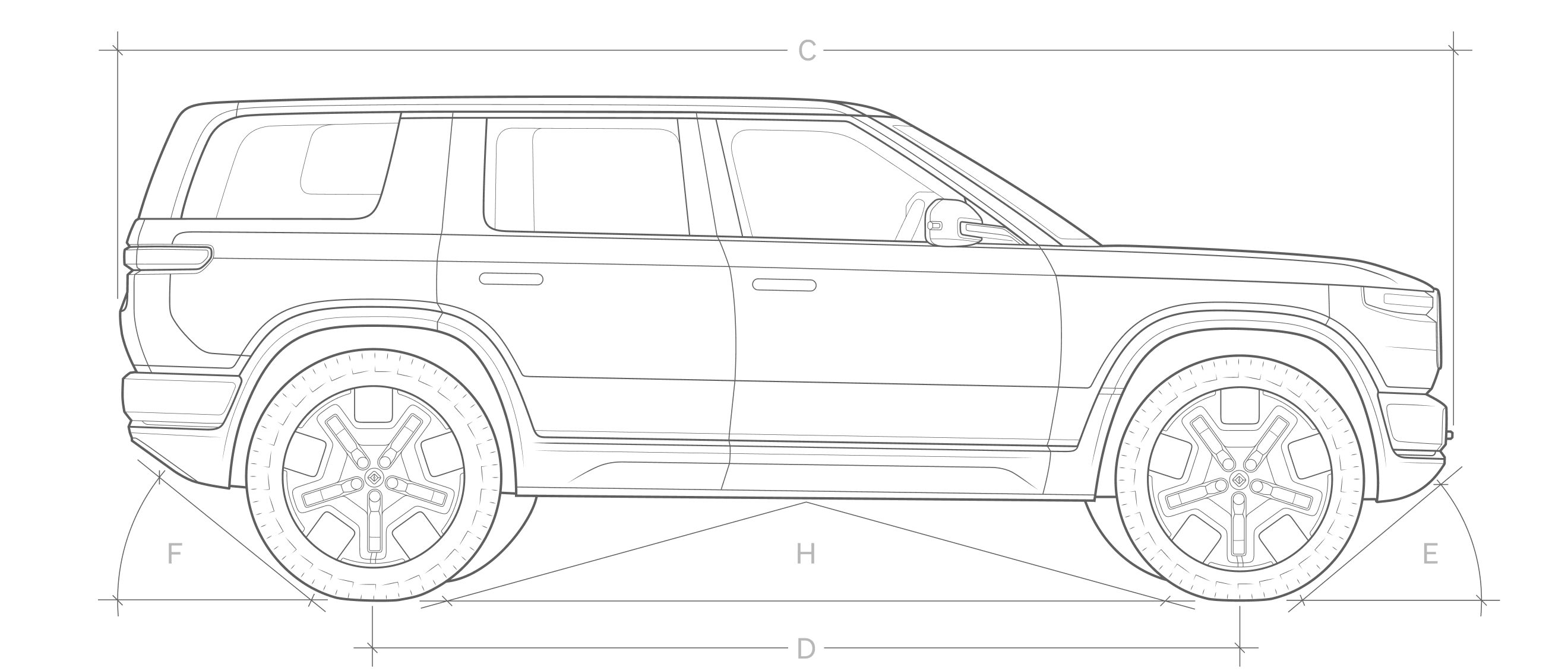 Illustration des dimensions latérales du R2