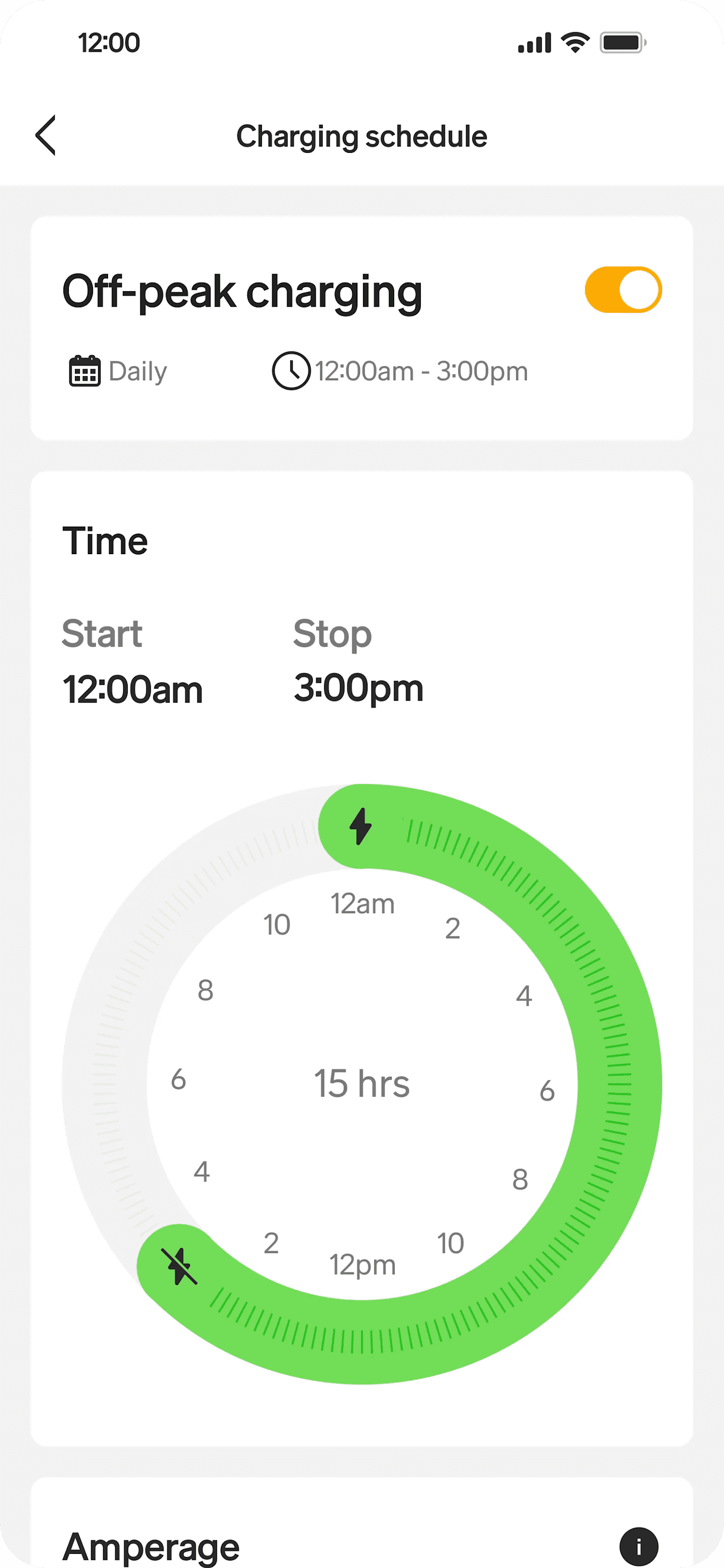 iPhone shows the Rivian app’s recommended charging schedule.