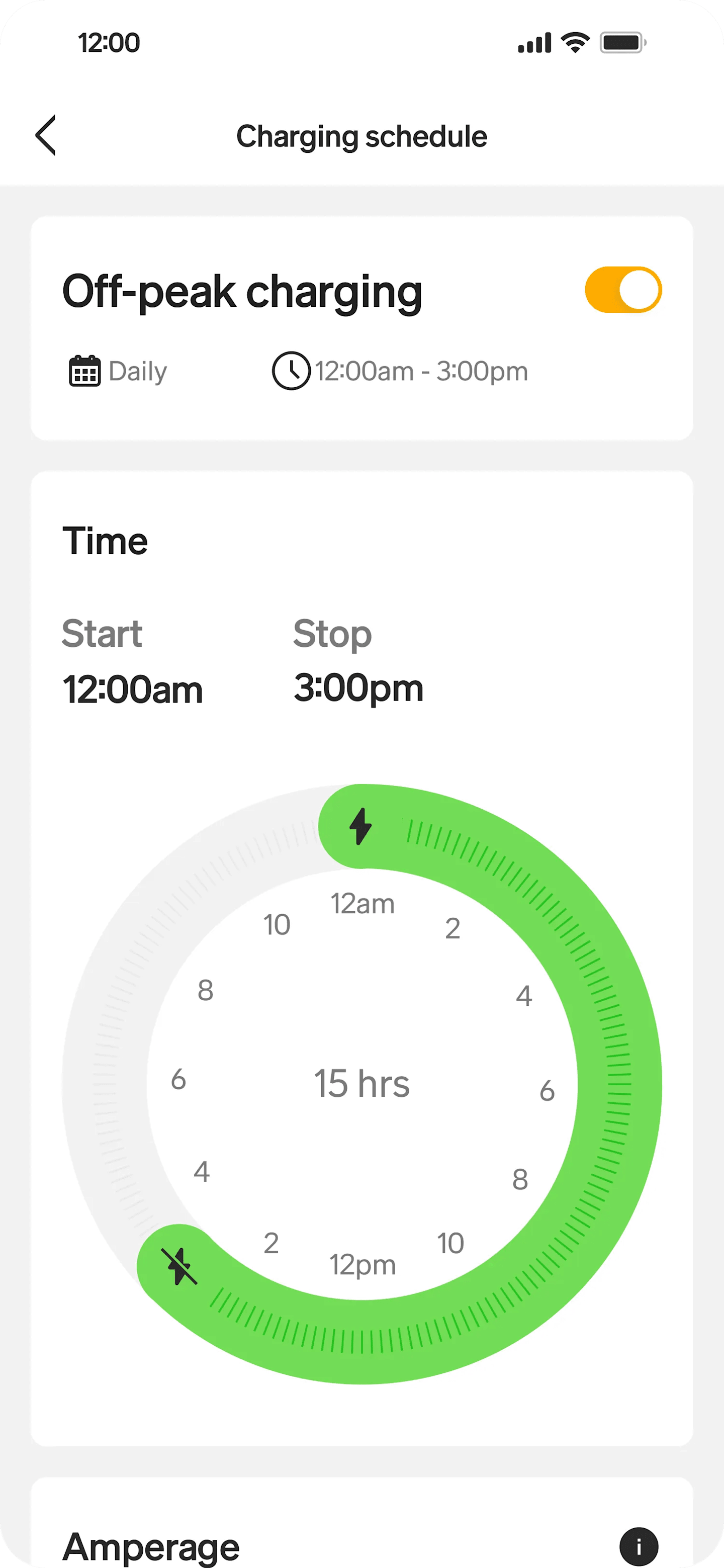 iPhone shows the Rivian app’s recommended charging schedule.