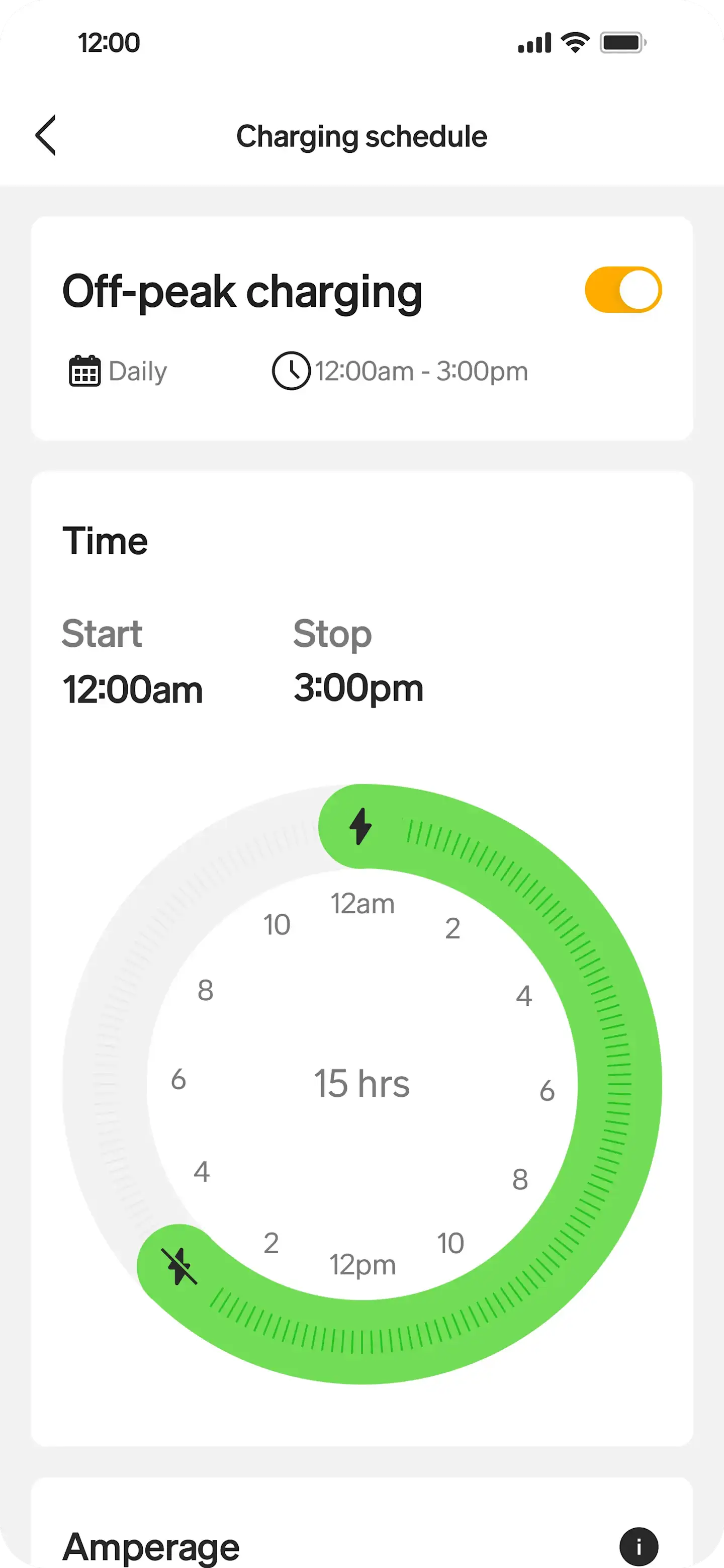 iPhone shows the Rivian app’s recommended charging schedule.
