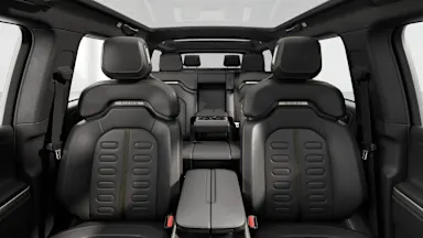 2027 R1S Black Mountain + Dark Ash Wood back seats view