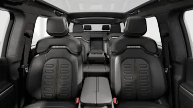 2022 R1S Black Mountain + Dark Ash Wood back seats view
