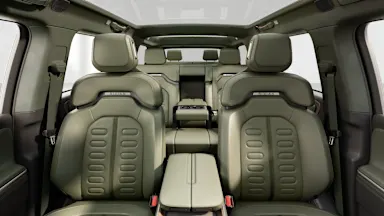 2023 R1S Forest Edge + Warm Ash Wood back seats view