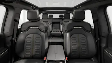 2022 R1S Black Mountain + Dark Ash Wood back seats view