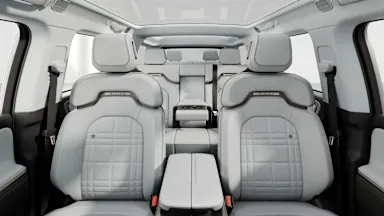 2025 R1S Ocean Coast + Driftwood back seats view