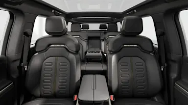 2025 R1S Black Mountain + Dark Ash Wood back seats view