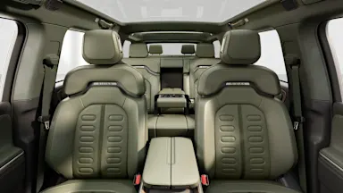 2023 R1S Forest Edge + Warm Ash Wood back seats view
