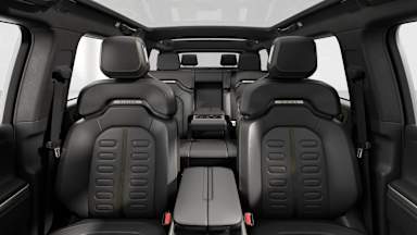 2025 R1S Black Mountain back seats view