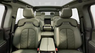 2026 R1S Forest Edge + Brown Ash Wood back seats view