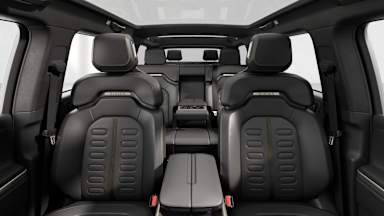 2027 R1S Black Mountain back seats view