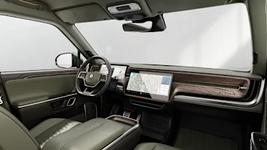 2023 R1S Forest Edge + Warm Ash Wood driver seat view