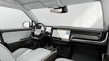 2023 R1S Ocean Coast + Dark Ash Wood driver seat view