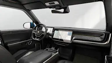 2024 R1S Black Mountain + Dark Ash Wood driver seat view