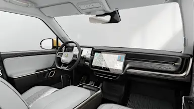 2023 R1S Ocean Coast + Dark Ash Wood driver seat view