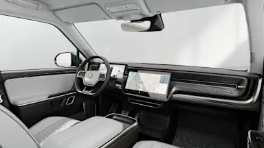 2023 R1S Ocean Coast + Dark Ash Wood driver seat view