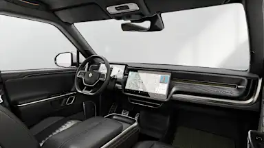 2024 R1S Black Mountain + Dark Ash Wood driver seat view