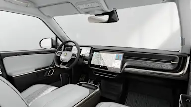 2023 R1S Ocean Coast + Dark Ash Wood driver seat view