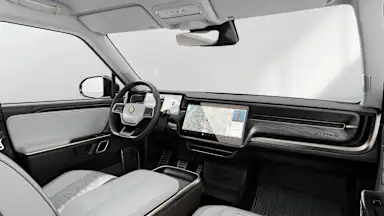 2023 R1S Ocean Coast + Dark Ash Wood driver seat view