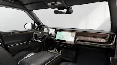 2026 R1S Black Mountain + Brown Ash Wood driver seat view