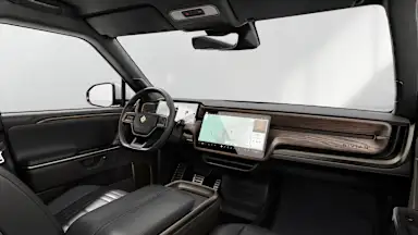 2026 R1S Black Mountain + Brown Ash Wood driver seat view