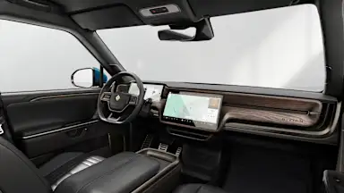 2026 R1S Black Mountain + Brown Ash Wood driver seat view