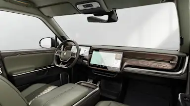 2026 R1S Forest Edge + Brown Ash Wood driver seat view