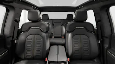 2023 R1T Black Mountain + Dark Ash Wood back seats view