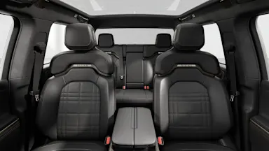 2027 R1T Black Mountain + Brown Ash Wood back seats view