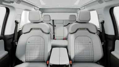 2025 R1T Ocean Coast + Driftwood back seats view