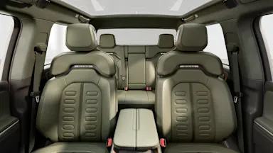 2024 R1T Forest Edge + Warm Ash Wood back seats view