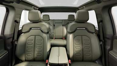 2026 R1T Forest Edge + Brown Ash Wood back seats view