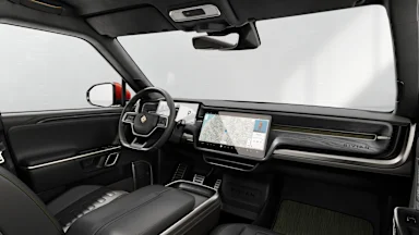 2023 R1T Black Mountain + Dark Ash Wood driver seat view