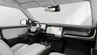 2023 R1T Ocean Coast + Dark Ash Wood driver seat view